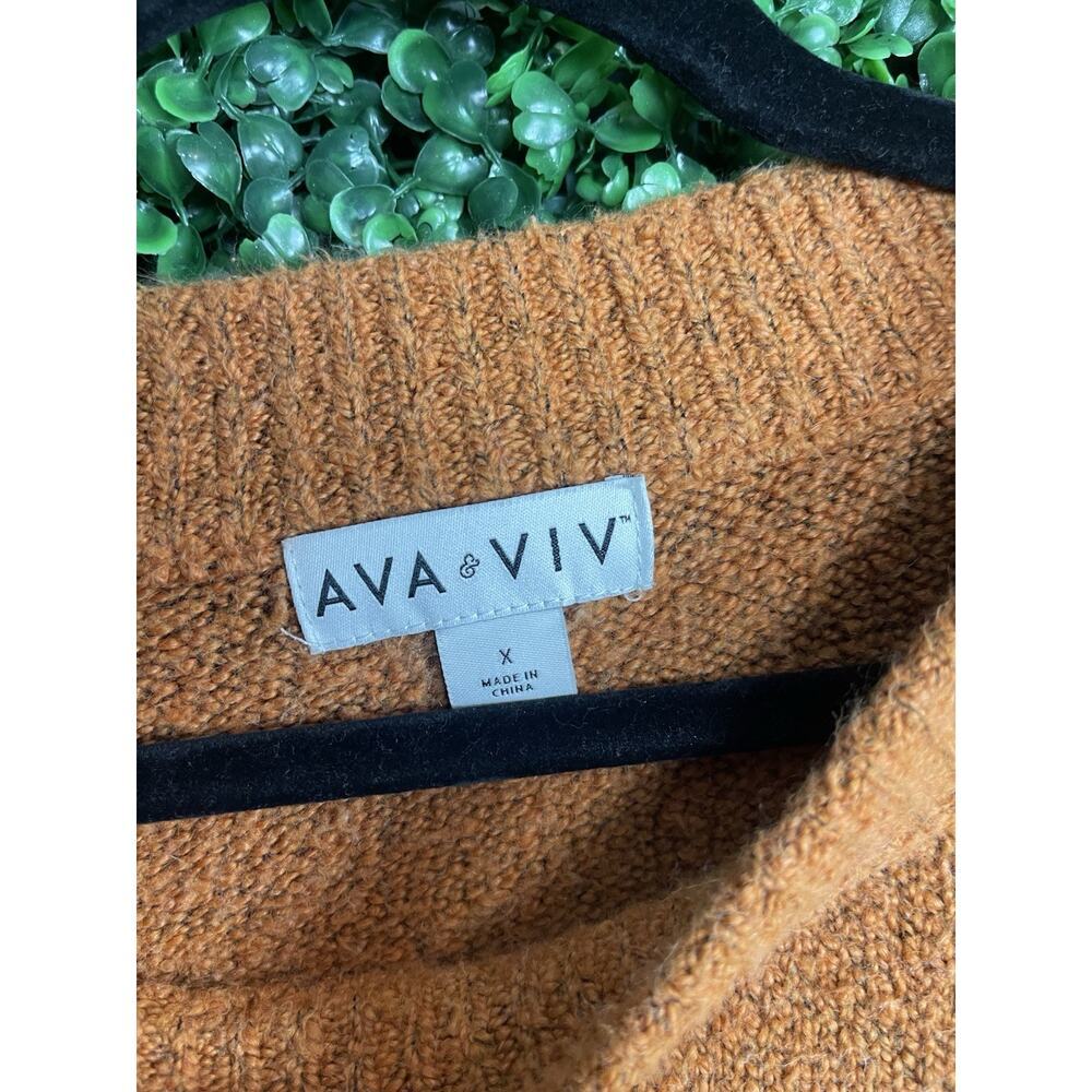 Ava & Viv Women Orange Long Raglan Sleeve Pullover Sweater Size XL - Picture 7 of 7